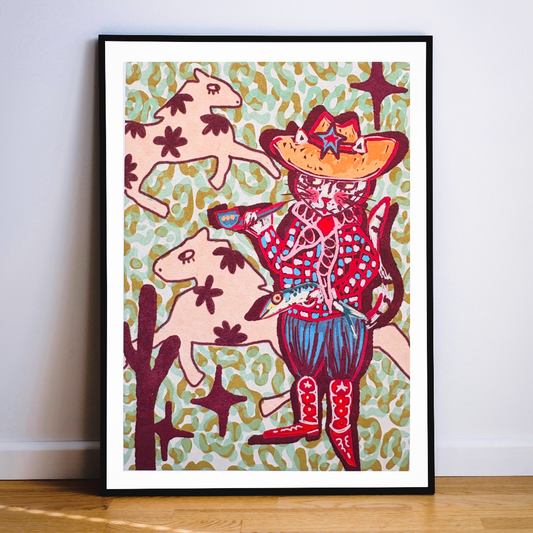 Rodeo Cat Cowboy Wall Art