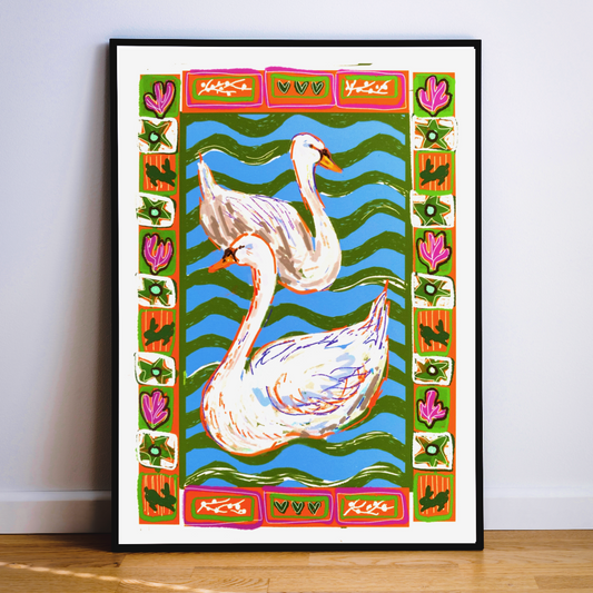 Folk Swans art print
