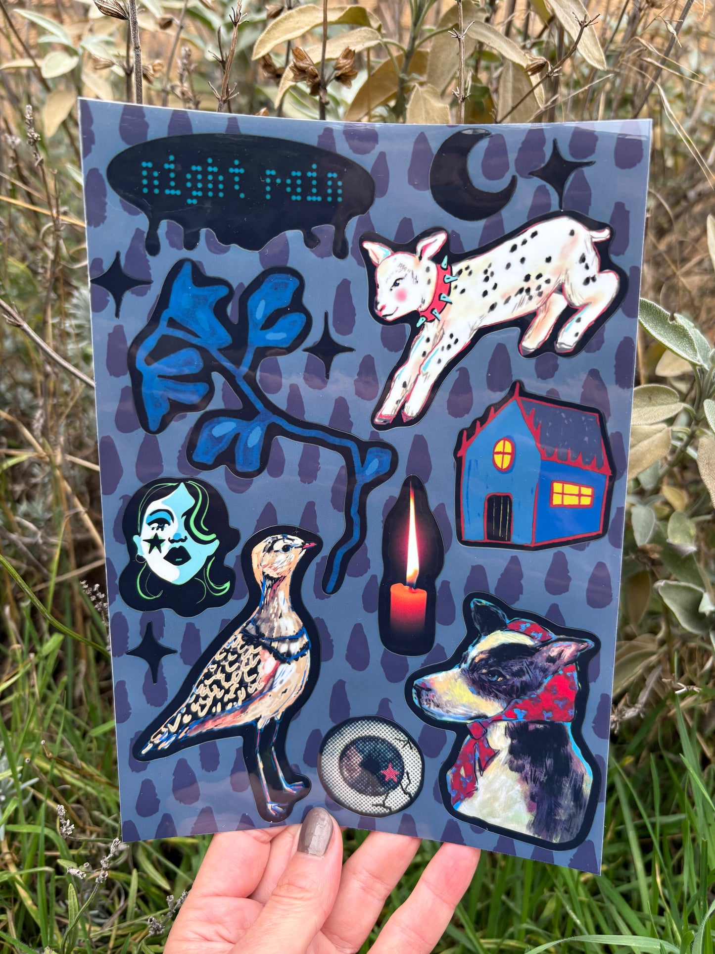 Night Rain whimsigoth sticker sheet A5