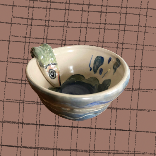 Handmade stoneware sardine small side bowl