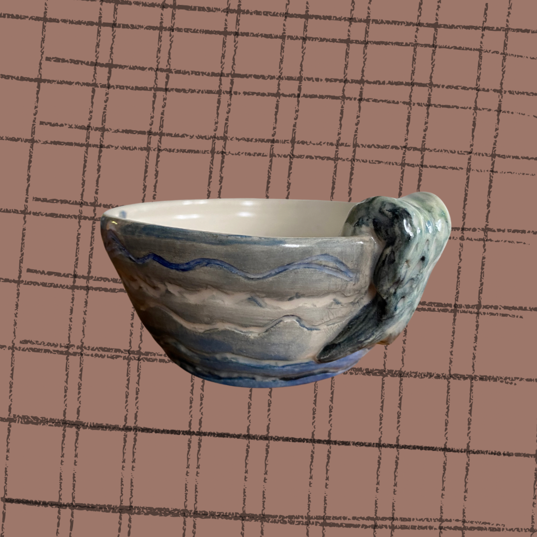 Handmade stoneware sardine small side bowl