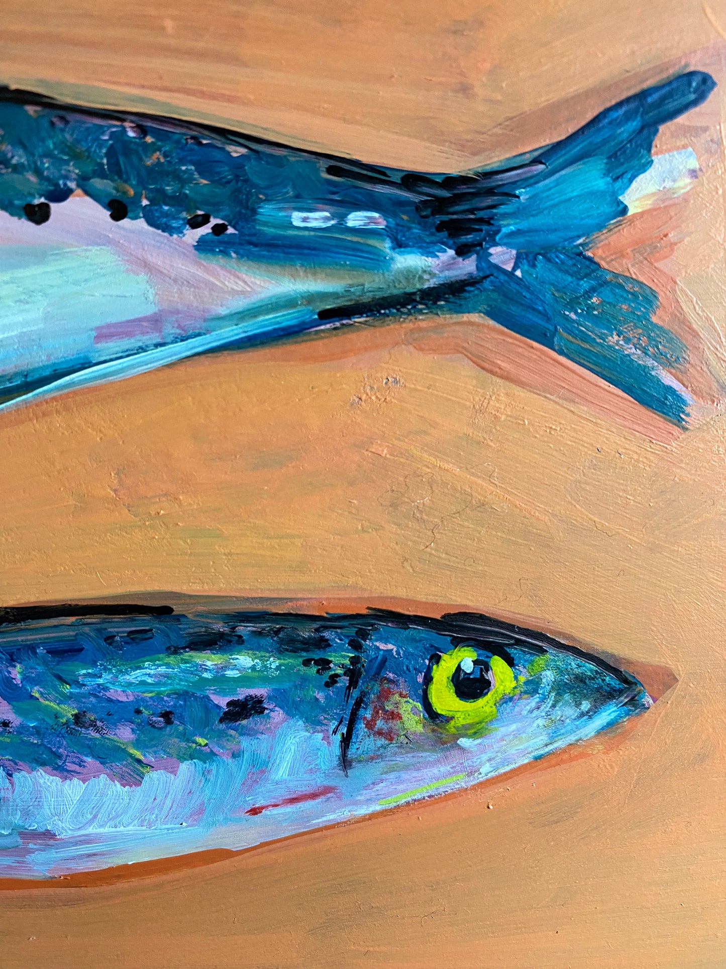 “Two sardines” acrylic on 2cm deep cradled wood