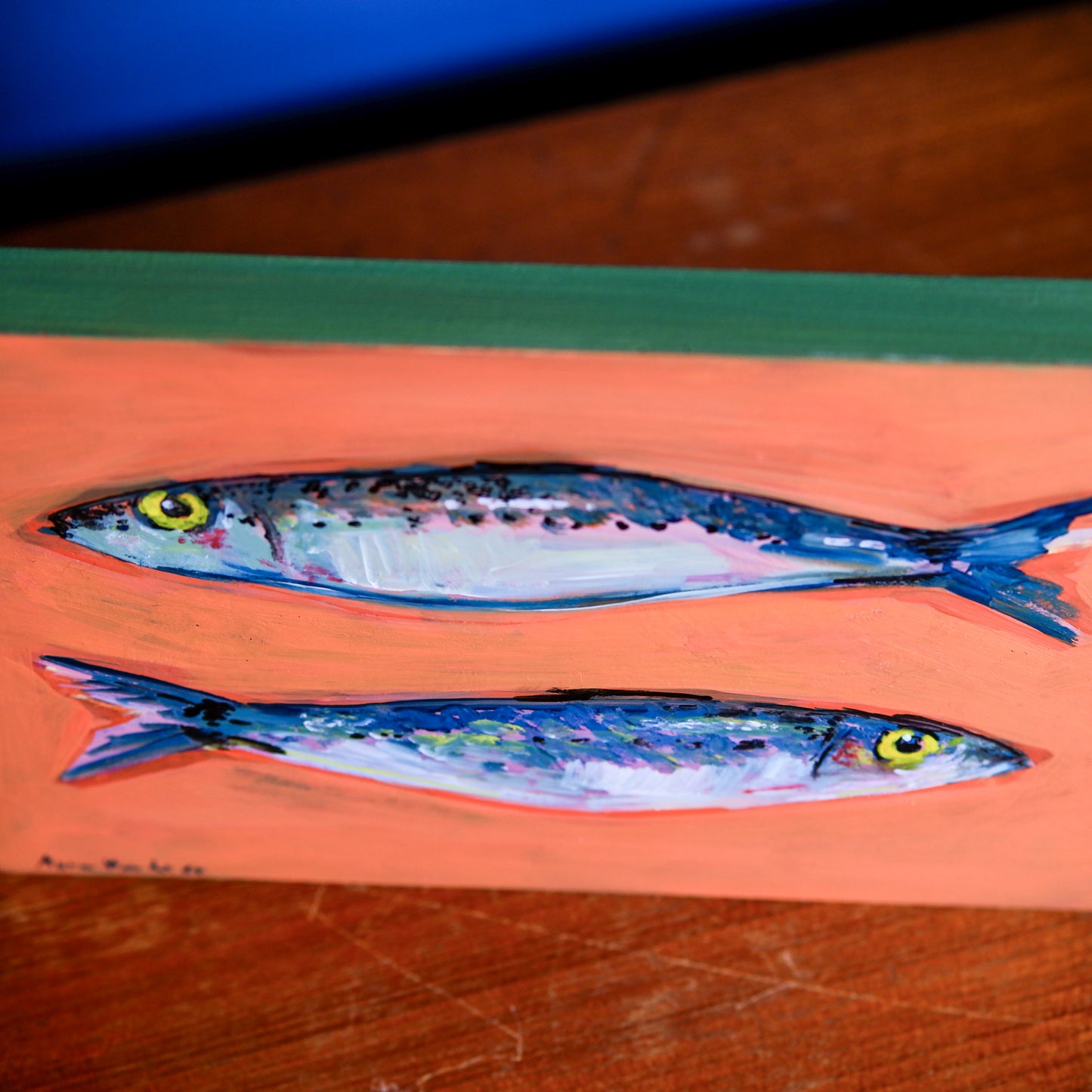 “Two sardines” acrylic on 2cm deep cradled wood