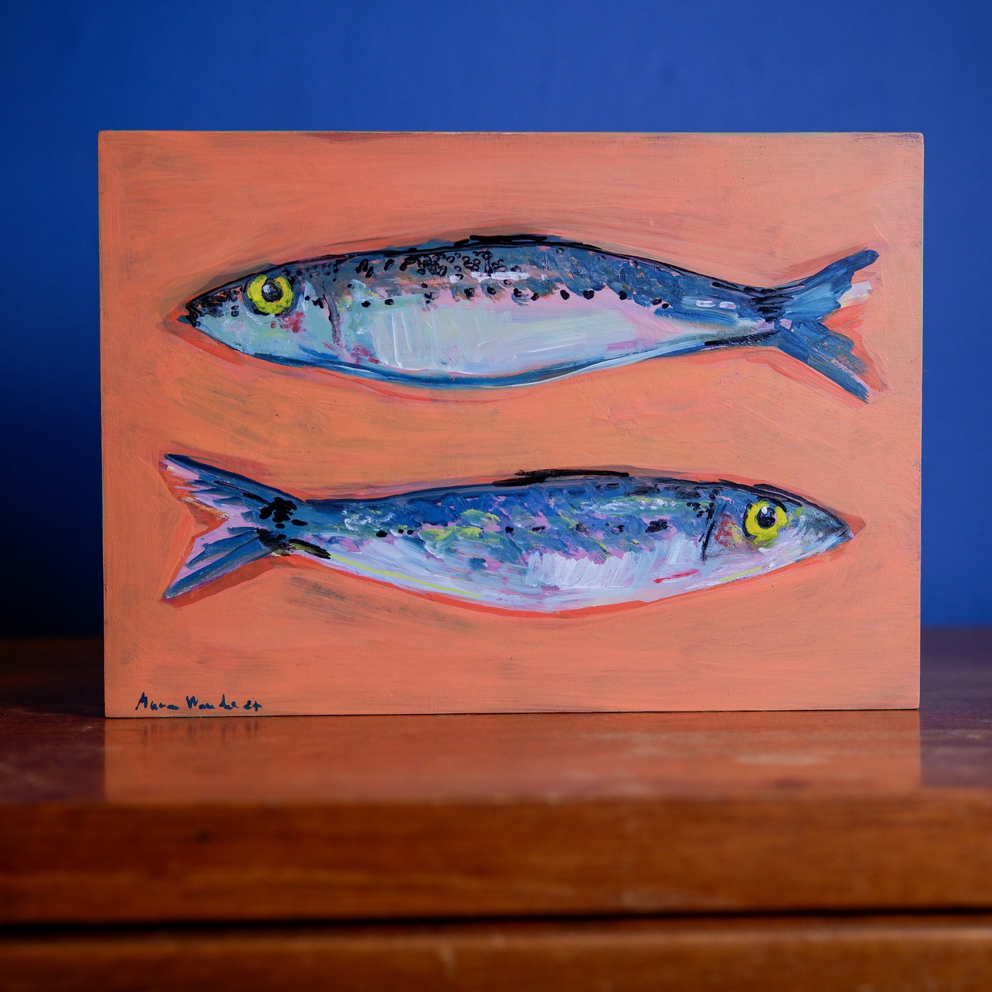 “Two sardines” acrylic on 2cm deep cradled wood