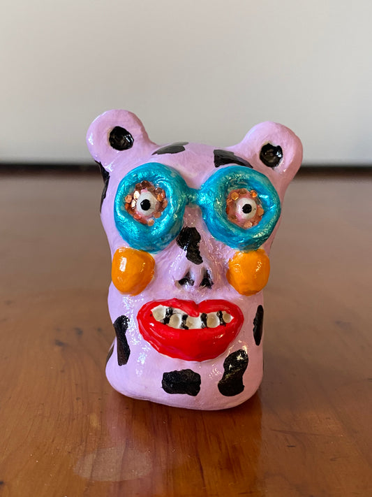 Bracey auntie purple nerd monster handmade clay pencil holder