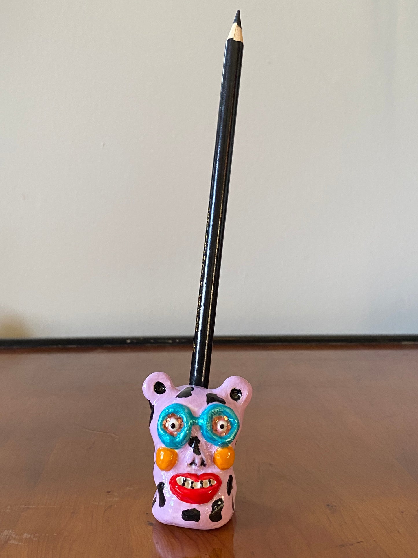 Bracey auntie purple nerd monster handmade clay pencil holder