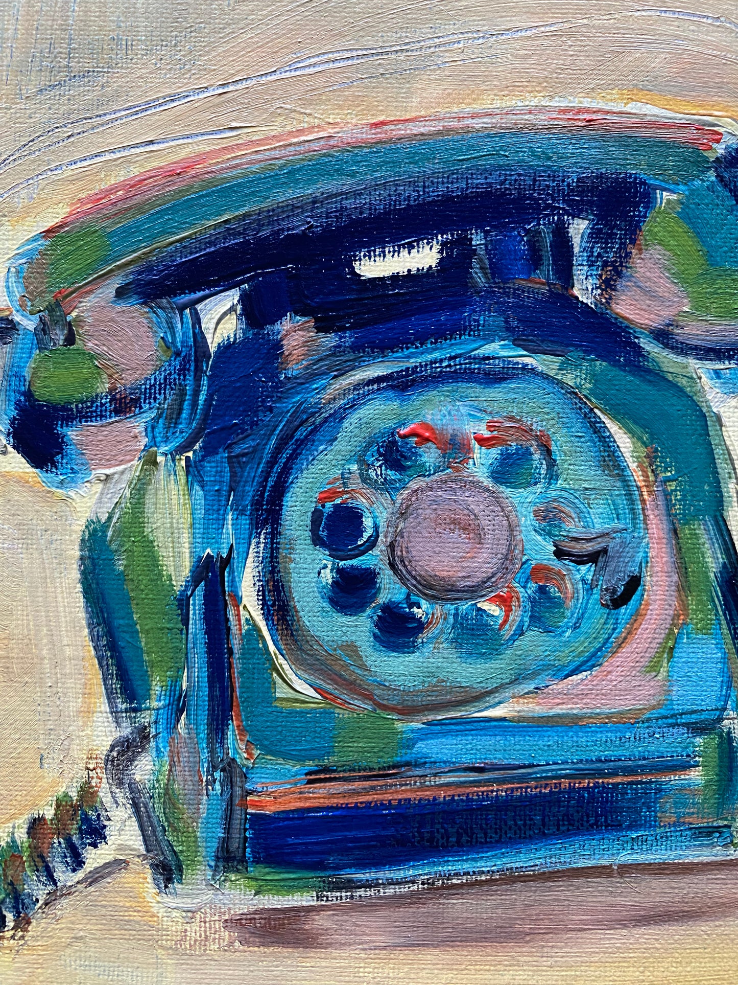 Mara Wanda blue phone oil painting