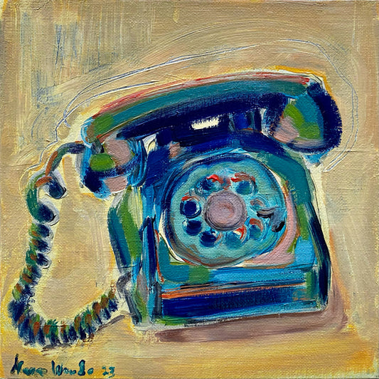 Mara Wanda blue phone oil painting 1