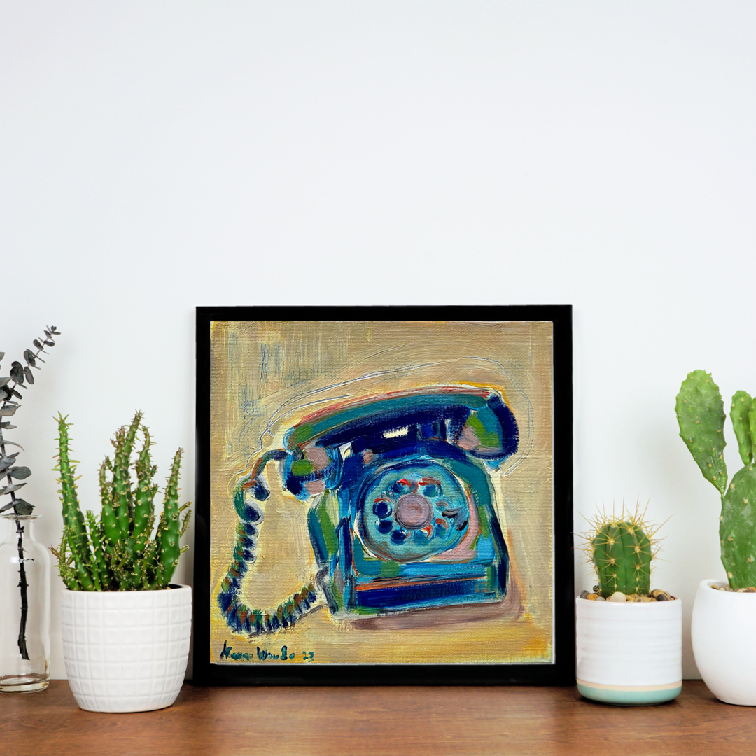 Mara Wanda blue phone painting