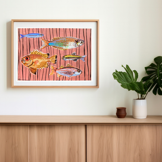 pink fish art print