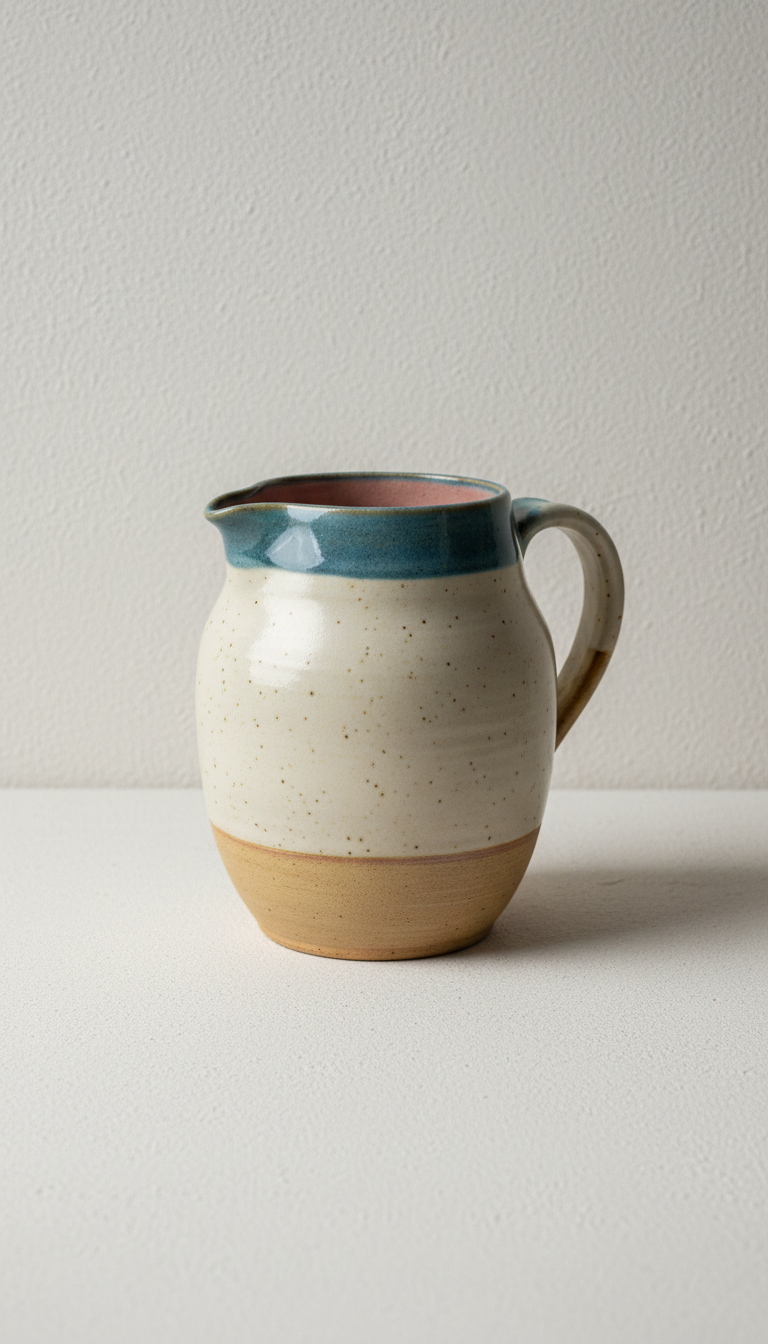 Stoneware Pitcher with Hand-Poured Glaze