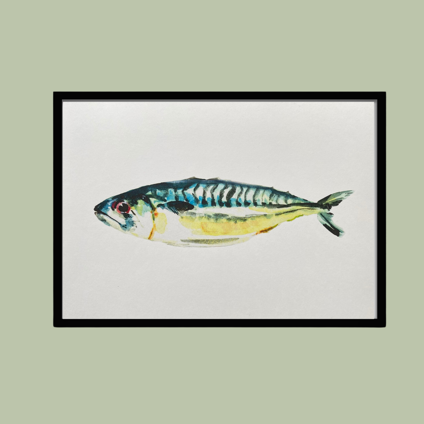 A5 Mackerel watercolor art print