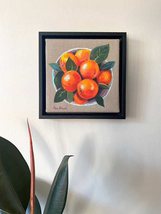 "Clementines” acrylic on thick linen canvas