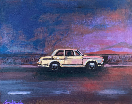 ”The car” acrylic on canvas board