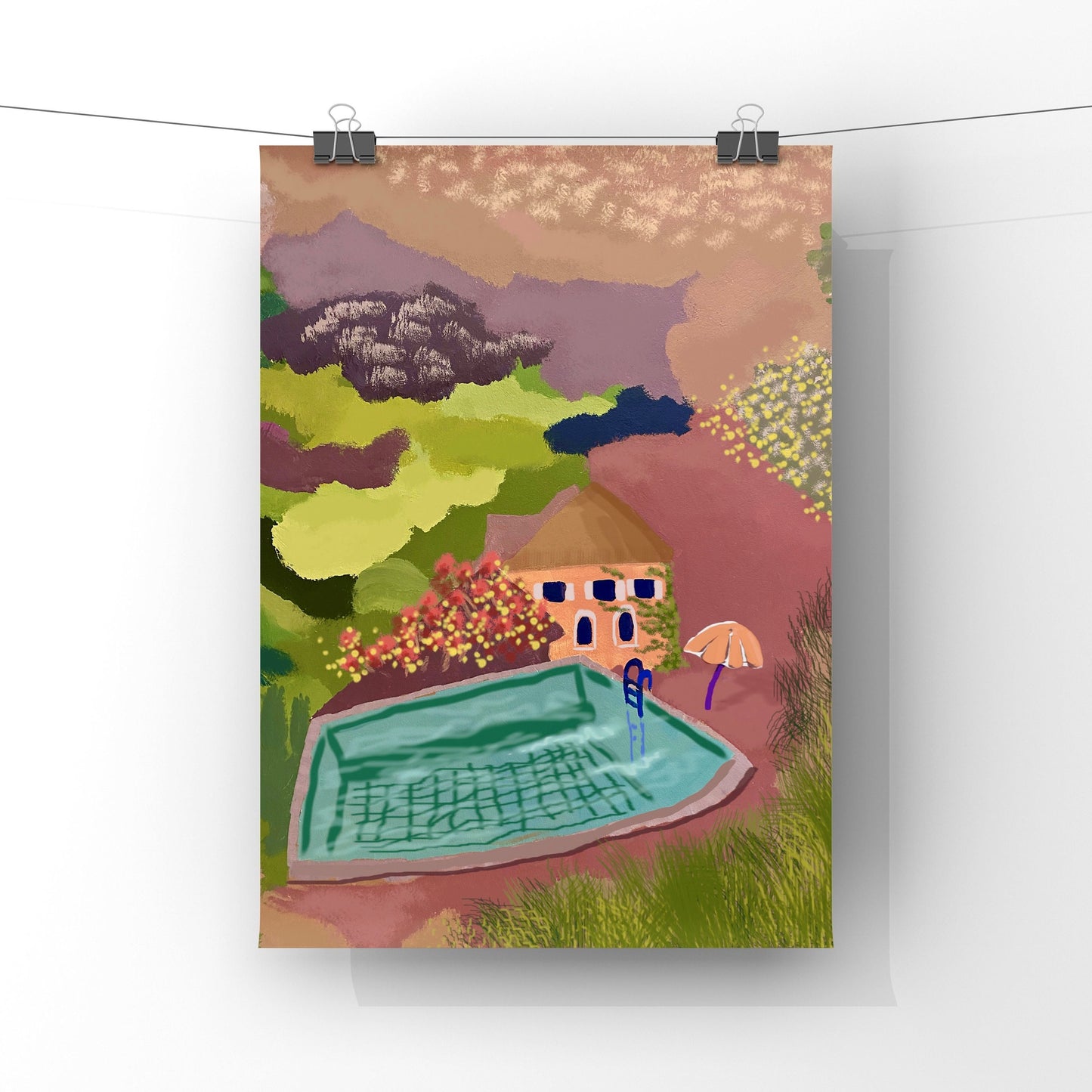 A5 "House with pool" art print