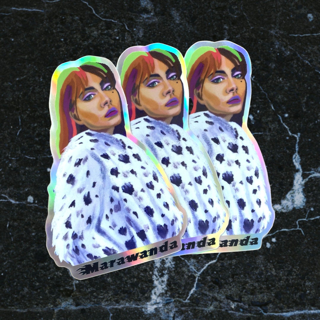 Cool funky girl holographic sticker