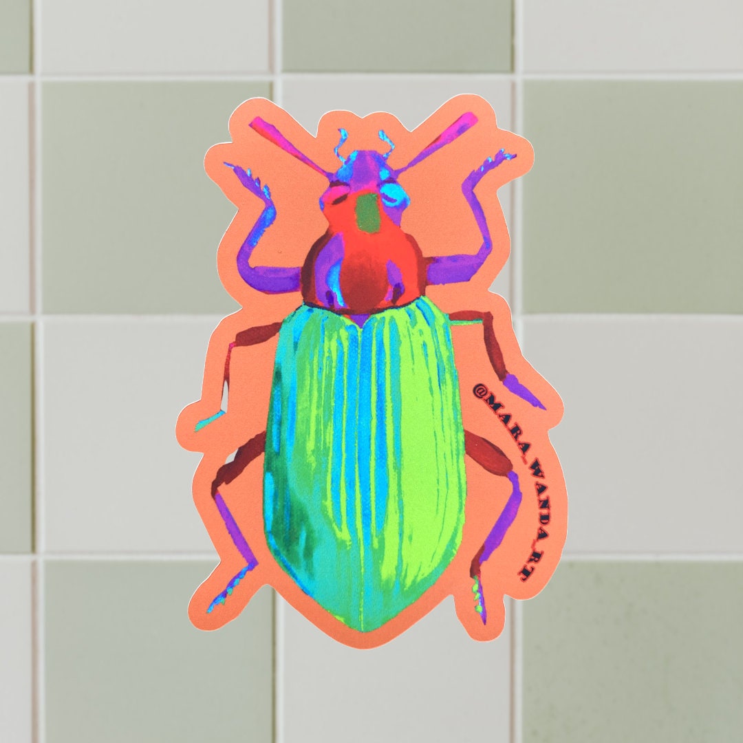 Large beetle insect sticker with matte texture