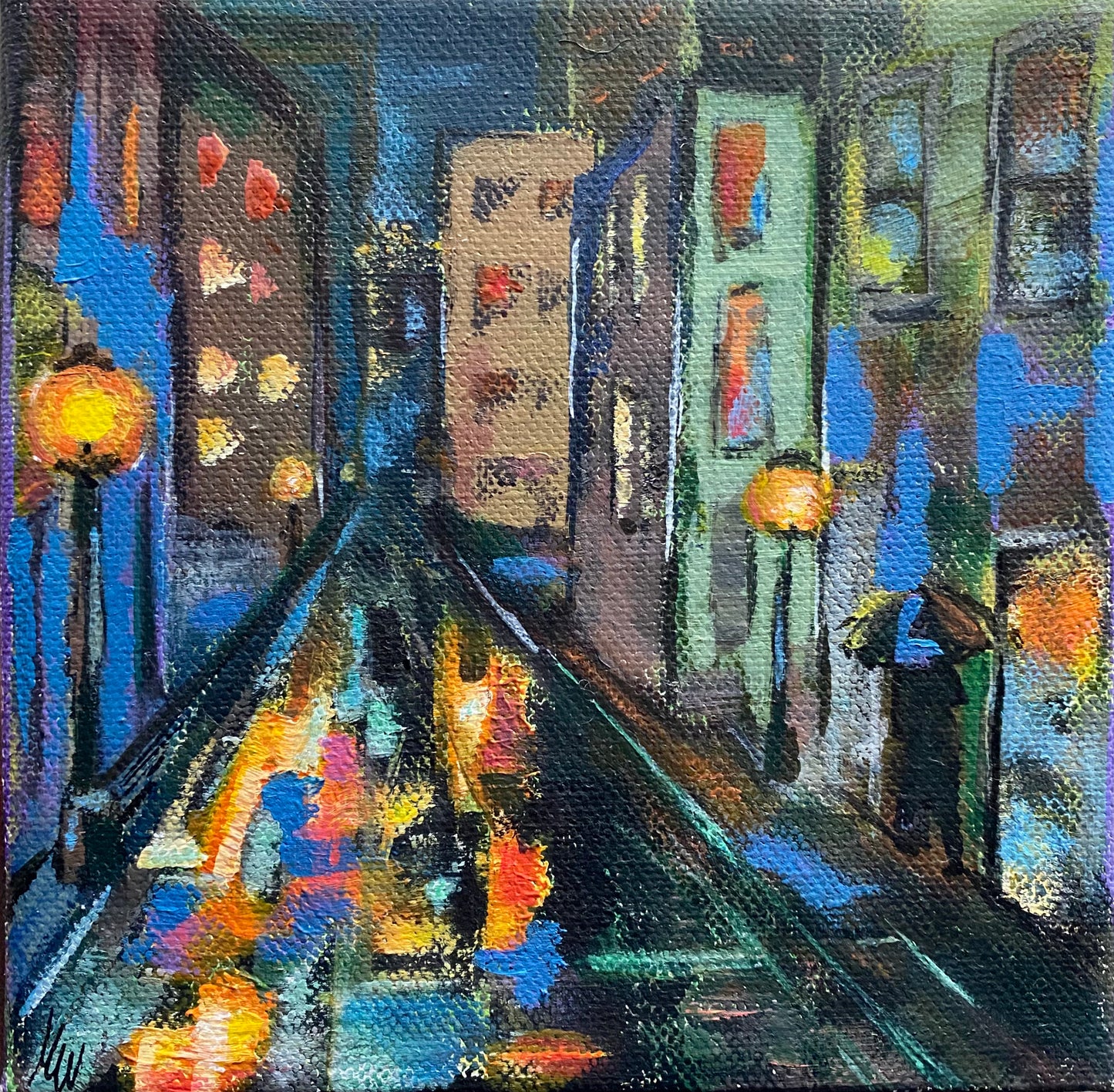 "On the way home" acrylic on mini canvas