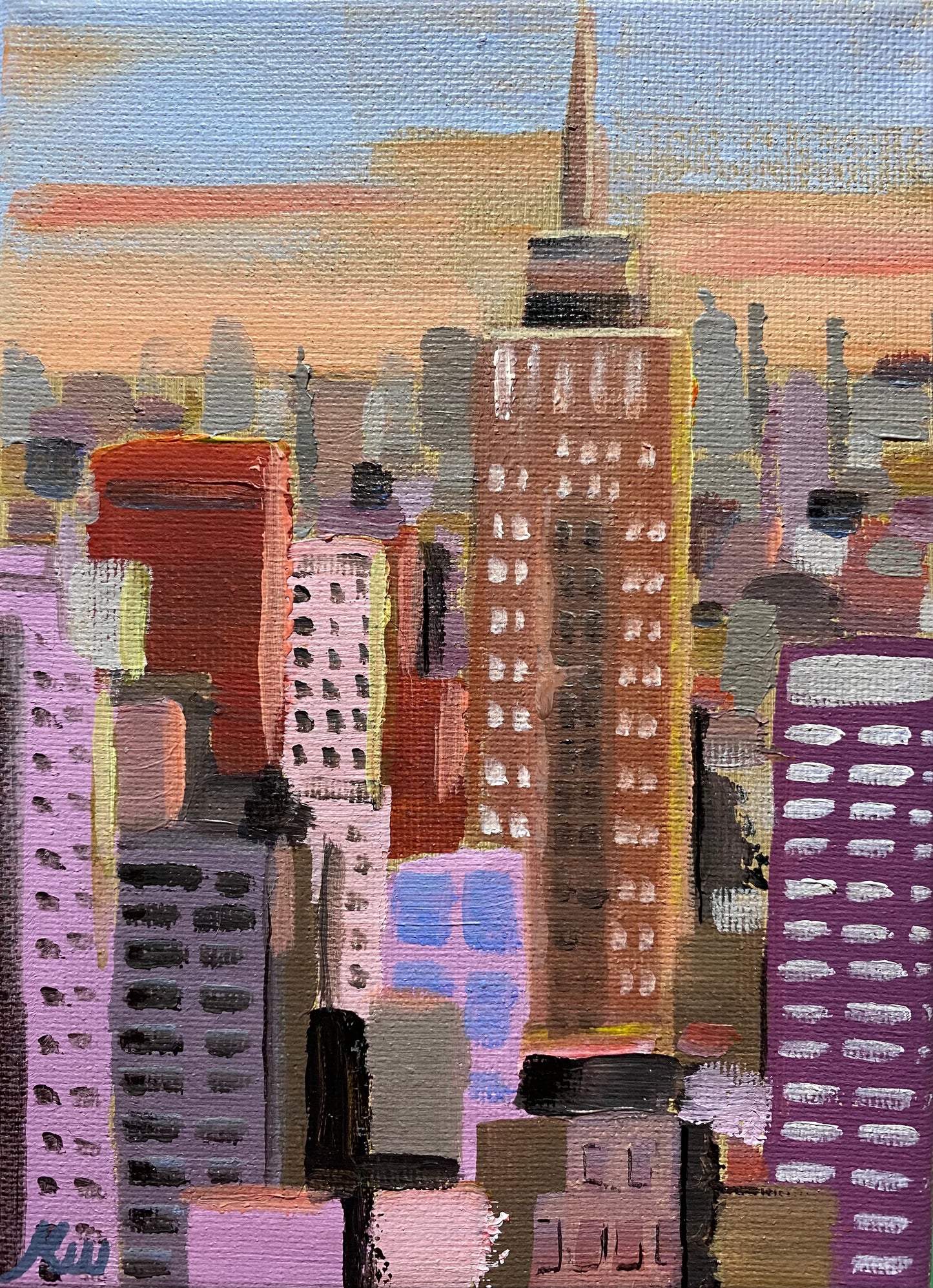 “City" acrylic on mini canvas